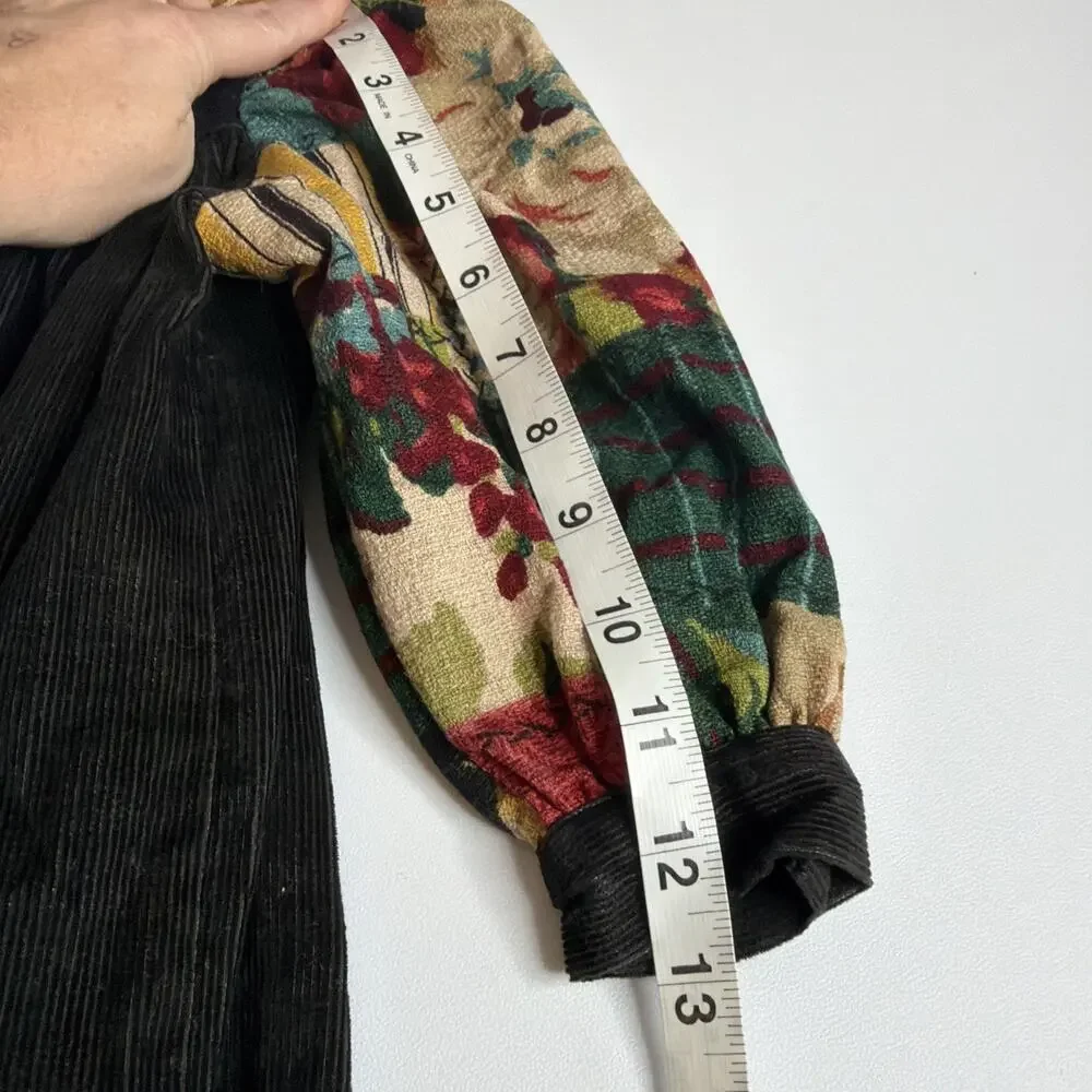 Vintage Traditions Pamela Kline Girls Dress Size 3T Corduroy Floral Cottagecore